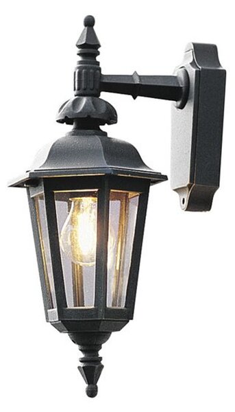 Applique Konstsmide Pallas in alluminio laccato nero con vetro acrilico color fumo. Vetro acrilico