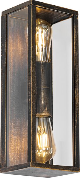 Applique vintage oro antico, 38 cm, a 2 luci, IP44, Charlois