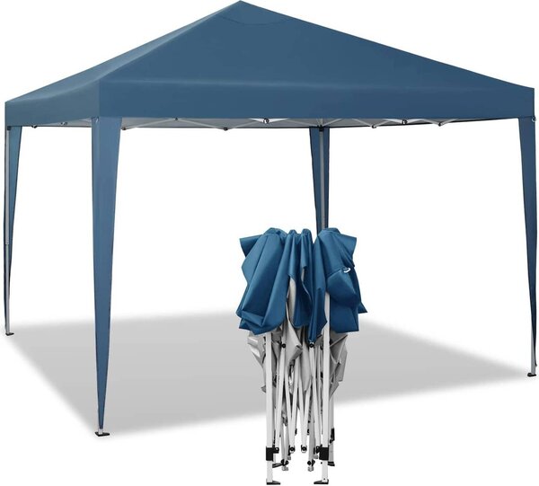 WOLTU Gazebo pop-up impermeabile, gazebo pieghevole, protezione solare, gazebo per eventi, gazebo da giardino, per terrazza, campeggio, festival, tenda a pagoda in tessuto Oxford con telaio in metallo, 3 x 3 m, blu