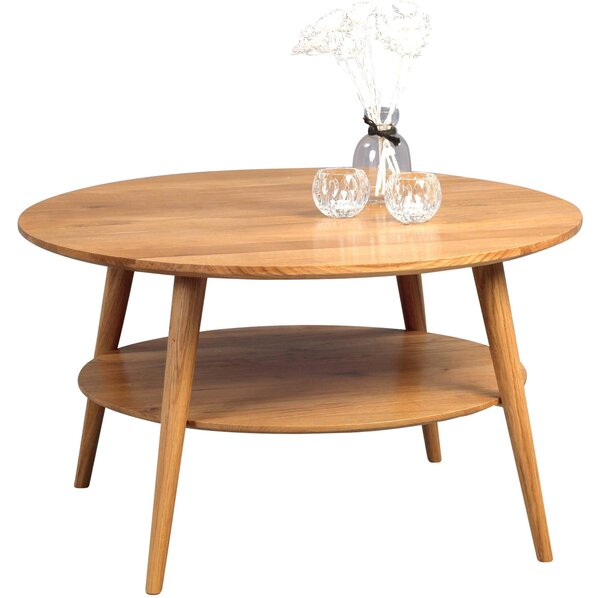 Tavolino Stella marrone - Rovere selvatico massiccio “giallo” - Legno, 80 x 80 x 45 cm