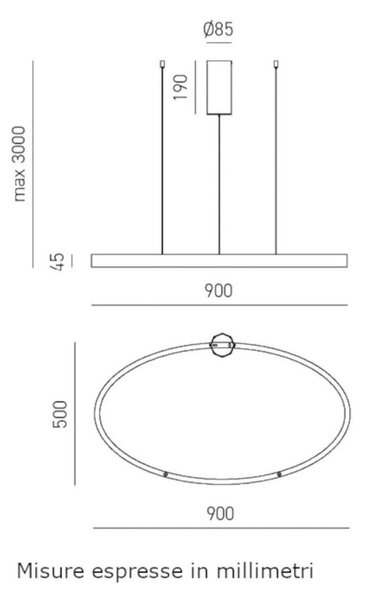 Lampadario moderno gea luce criseide s1p ovale fcrsb8o led bianco alluminio silicone - Gea Luce