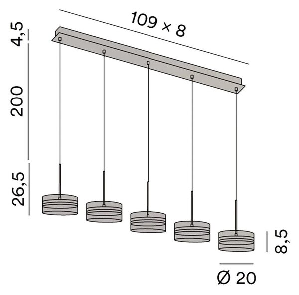 Lampadario perenz aere 8218 b lc led 3000k led bianco - Perenz