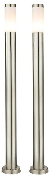 Set di 2 lampade da esterno in acciaio inox e plastica opalina