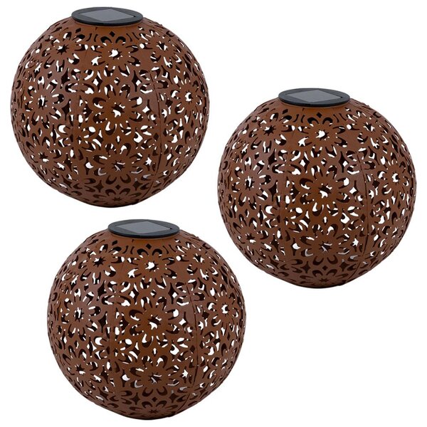 Lampada solare a 3 LED, sfera in intreccio decorativo, diametro 20 cm