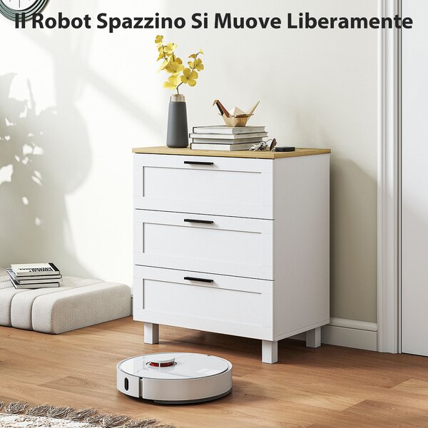 HOMCOM Cassettiera 3 Cassetti Moderna in Legno, 60x38x71 cm, Bianca e color Legno | Aosom Italy