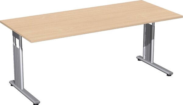 Scrivania C-foot Flex, diritta, regolabile in altezza, varie dimensioni e colori, colore decorativo:acero, dimensioni piano d'appoggio:180 x 80 cm