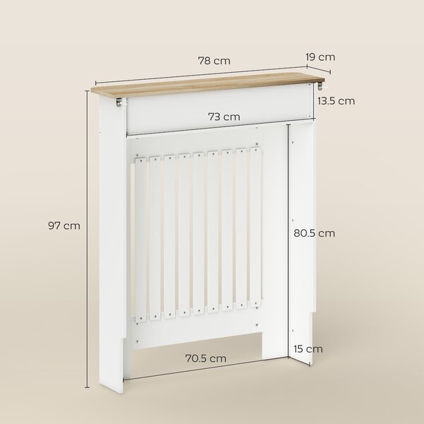 HOMCOM Copritermosifone a Doghe Antiribaltamento con Cassetto, in Legno, 78x19x97 cm, Bianco | Aosom Italy