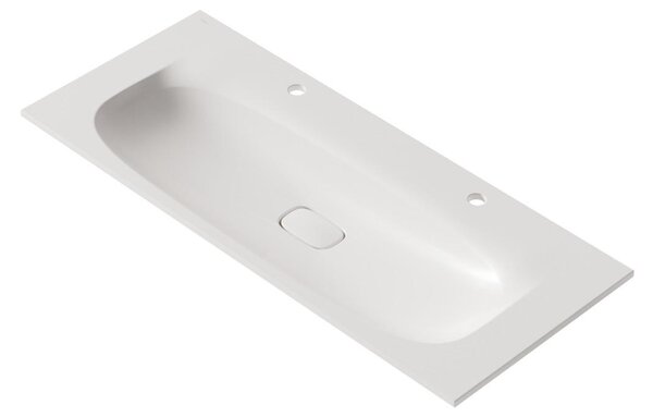 VIGOUR Vogue lavabo doppio per mobili 120 x 50 cm con 2 fori per rubinetto senza sfioratore con Protect Plus, bianco