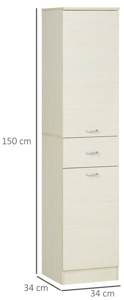 HOMCOM Mobile Cucina in Truciolato con 2 Armadietti, Cassetto Centrale e Ripiano Regolabile, 34x34x150cm, Color Legno|Aosom