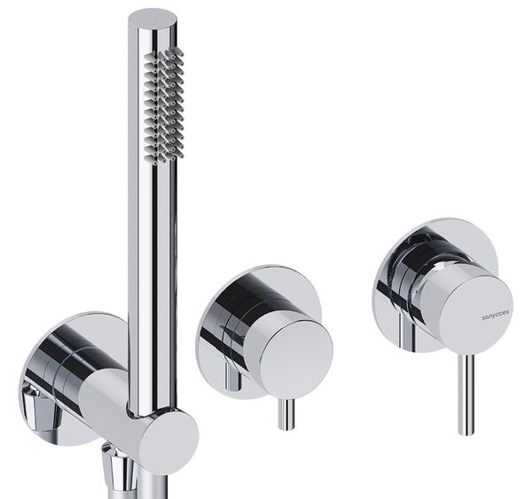 SANYCCES LOOP Miscelatore da incasso a 2 vie per doccia con deviatore, doccetta e flessibile, cromato