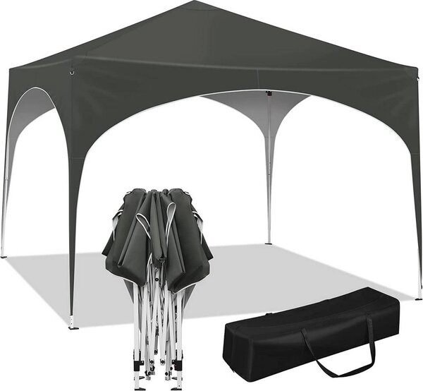 WOLTU gazebo pop-up impermeabile pieghevole gazebo protezione solare gazebo per eventi gazebo da giardino, in struttura metallica Oxford 3x3m grigio