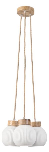 Lampadario sospeso con cavo LOOMIS 3xE27/15W/230V 83 cm beige/rovere