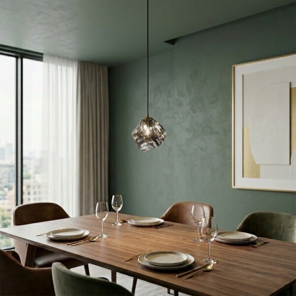 Lampadario a cavo CRISTAL 1xE14/15W/230V ottone/nero fumé
