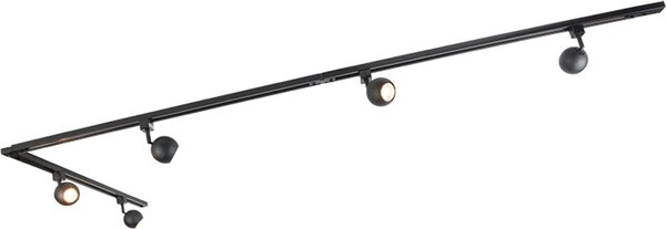 QAZQA - Sistema a binario moderno I Faretto I Faretto da soffitto I Faretto da soffitto I Faretto nero a 5 fiamme monofase - Gissi I Soggiorno I Camera da letto - Acciaio Oblong - LED adatto GU10