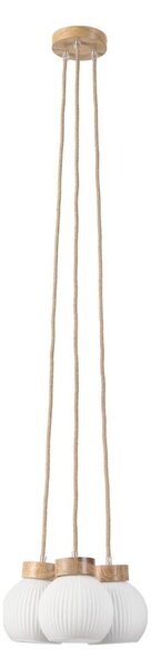 Lampadario sospeso su cavo LOOMIS 3xE27/15W/230V 130 cm beige/rovere