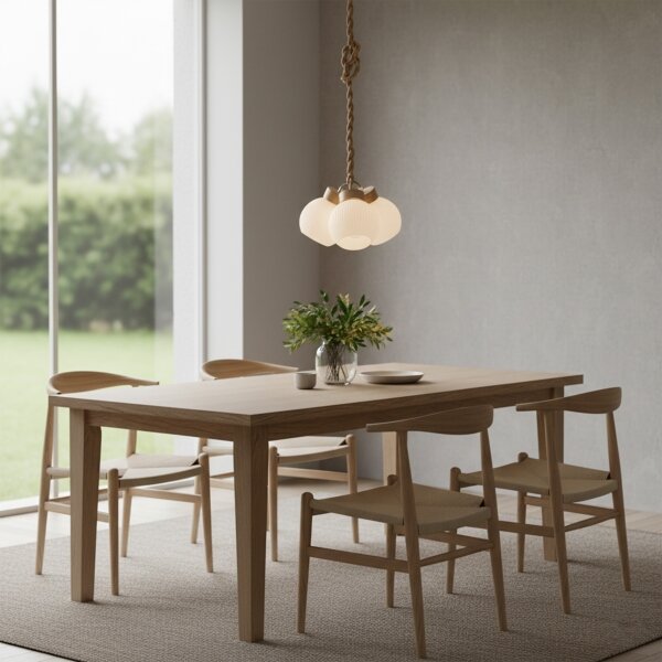 Lampadario sospeso su cavo LOOMIS 3xE27/15W/230V 130 cm beige/rovere