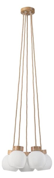 Lampadario sospeso con cavo LOOMIS 5xE27/15W/230V 130 cm beige/rovere