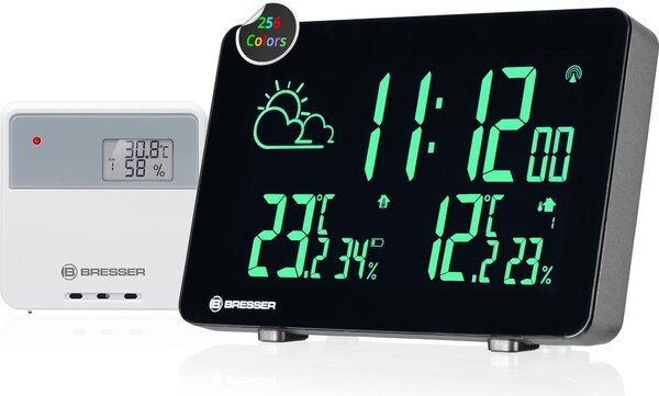 Stazione meteorologica Bresser con sensore esterno wireless, cambio colore, 256 colori