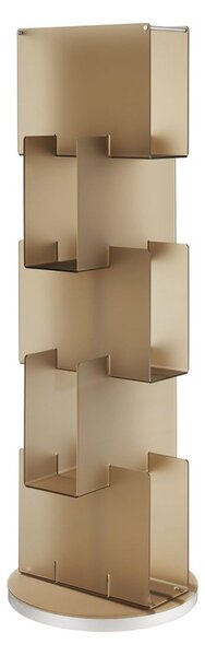 Libreria Contenitore con Base Girevole in MDF porta CD porta DVD Multiuso BABELE Dimensioni 45x45xh133 cm - peso 11,2 kg in Cristallo Acrilico Fum� Marrone Satinato