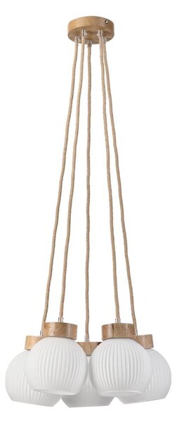Lampadario a sospensione con cavo LOOMIS 5xE27/15W/230V 83 cm beige/rovere