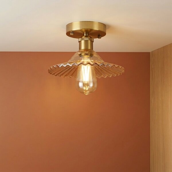 Plafoniera TRISH 1xE27/15W/230V oro/beige fumé