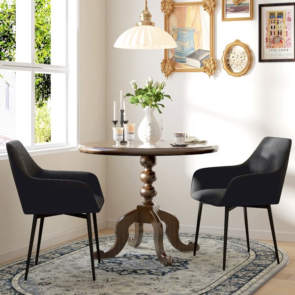 HOMCOM Set di 2 Sedie Moderne con Seduta Schienale braccioli ergonomici da Pranzo Design Scandinavo, Piedi affusolati in metallo, Nero|Aosom Italy