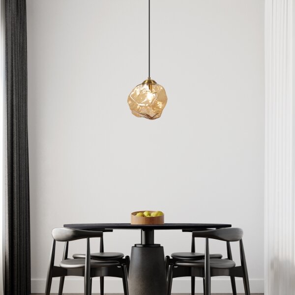 Lampadario a sospensione con cavo CRISTAL 1xE14/15W/230V ottone/beige fumé