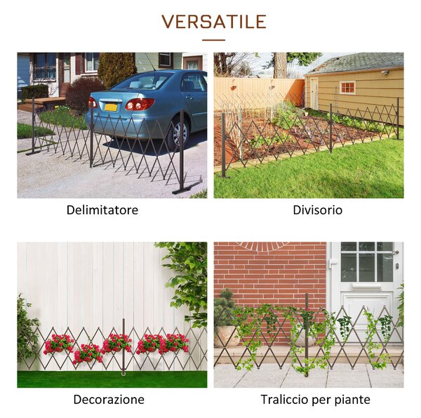 Outsunny Recinzione Estensibile Autoportante in Acciaio e Alluminio, Larghezza 52-405 cm, Marrone scuro