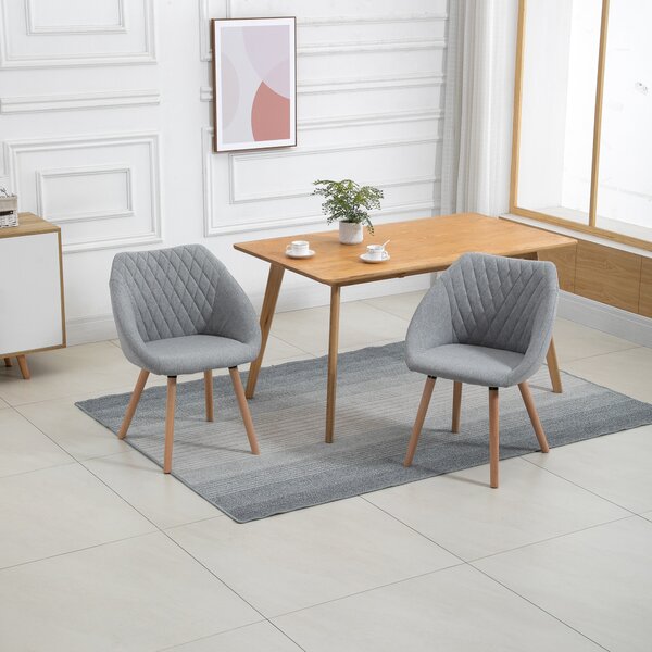 HOMCOM Set di 2 Sedie Moderne con Seduta Schienale braccioli ergonomici da Pranzo Design Scandinavo - Gambe affusolate in legno, Grigio|Aosom Italy