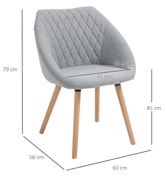 HOMCOM Set di 2 Sedie Moderne con Seduta Schienale braccioli ergonomici da Pranzo Design Scandinavo - Gambe affusolate in legno, Grigio|Aosom Italy