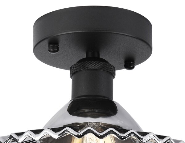 Lampadario a plafone TRISH 1xE27/15W/230V nero/nero fumé