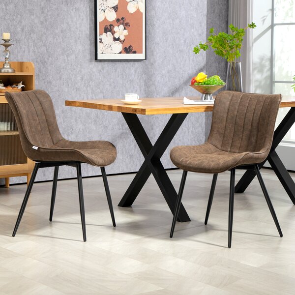 HOMCOM Set di 2 sedie Moderne salvaspazio da pranzo con imbottito e piedi regolabili in acciaio, una struttura in multistrato, marrone|Aosom Italy