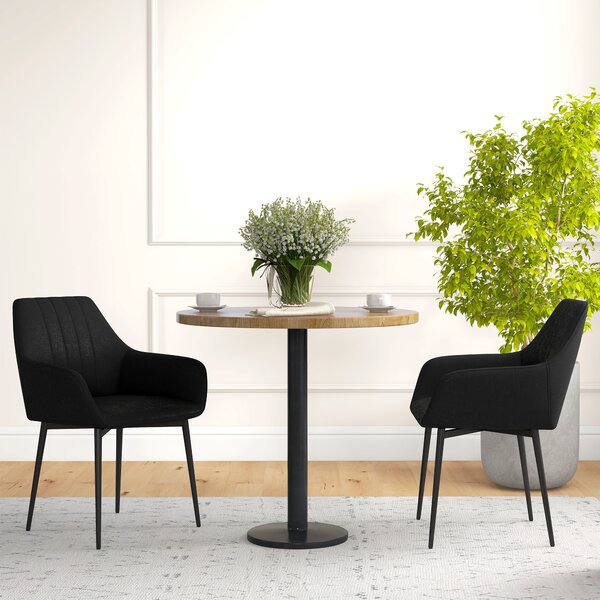 HOMCOM Set di 2 Sedie Moderne con Seduta Schienale braccioli ergonomici da Pranzo Design Scandinavo, Piedi affusolati in metallo, Nero|Aosom Italy