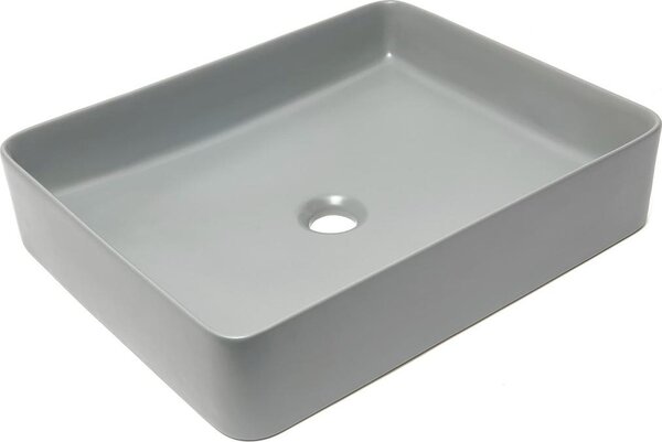 SAT INFINITIO lavabo da appoggio 50 x 40 x 11 cm con scarico a scomparsa, grigio opaco