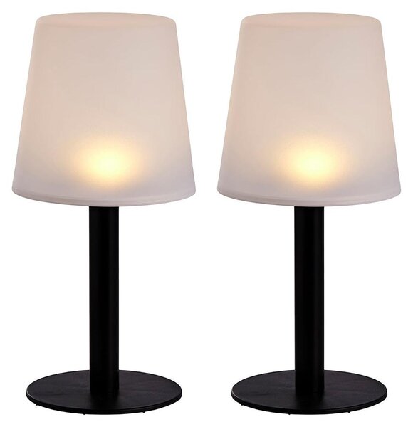 2 lampade solari a LED, lampada da tavolo, bianco e nero, H 31 cm