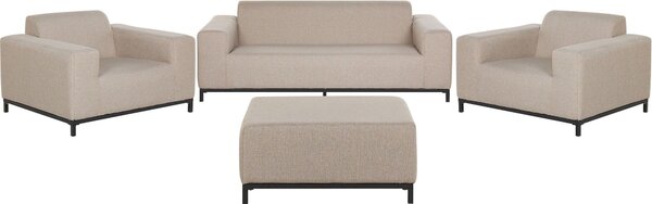 BELIANI Divano Beige con gambe in alluminio imbottite nere Divano Poltrone Tabuet 5 posti Stile moderno