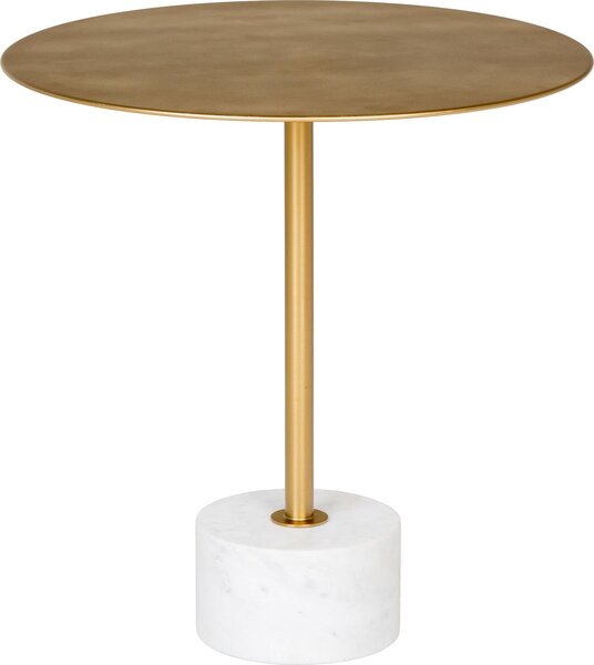 Tavolino Lecco, tavolo angolare Ø51cm marmo ottone, marmo
