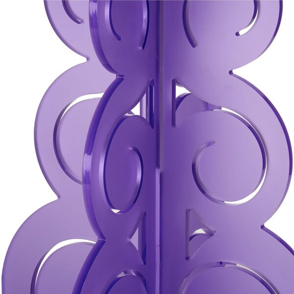 Tavolino rotondo in Cristallo Acrilico con base Onde e Riccioli basso BARRICCO 51x51xh45 cm in metacrilato 100% riciclabile colore viola satinato