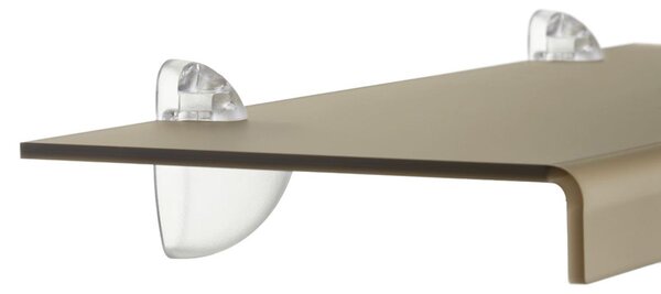 Mensola da muro in Cristallo acrilico Piccola PLANA Dimensioni 50x22 cm Portata max: 12 kg Trasparente, profondit� 22 cm Fum� Marrone Satinato