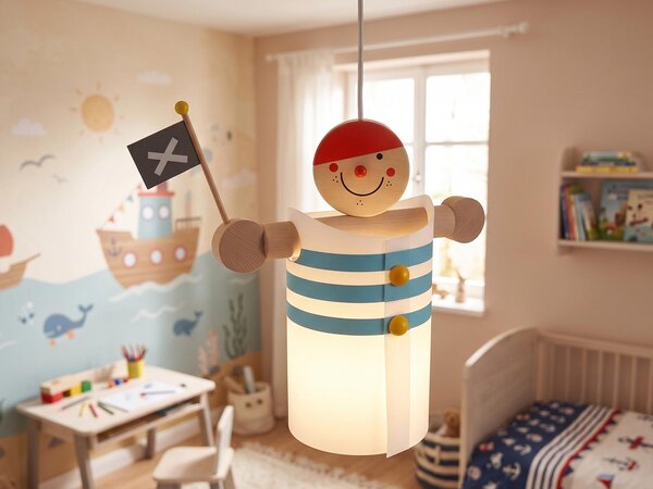 Niermann Leuchten Lampada a sospensione pirata - Dimensioni: 30 cm x 20 cm x 40 cm - Colore: bianco-blu; 197