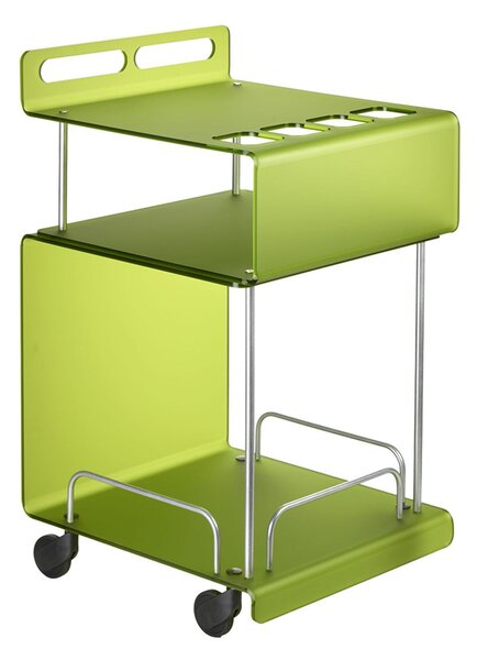 Carrello portavivande da cucina Multifunzione in Cristallo acrilico ONDINA 50x52xh90 cm con ruote piroettanti colore Verde Chiaro Satinato