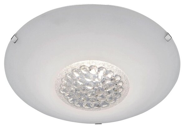 Lampada da soffitto a LED, con cristalli, dimmerabile, in vetro, bianca, diametro 25 cm