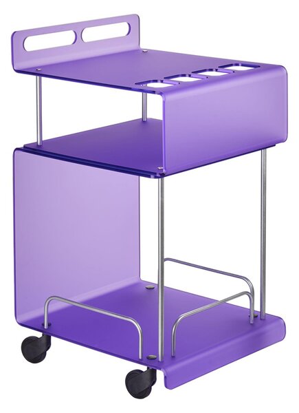 Carrello portavivande da cucina Multifunzione in Cristallo acrilico ONDINA 50x52xh90 cm con ruote piroettanti colore Viola Satinato