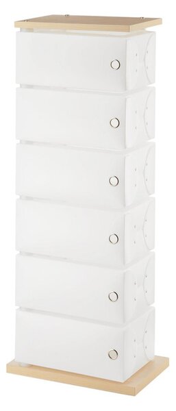 Scarpiera Cassettiera Multiuso in Polypropylene FLUIDA Dimensioni 41x25.5xh104 cm contenitore 6 Cassetti Frassino