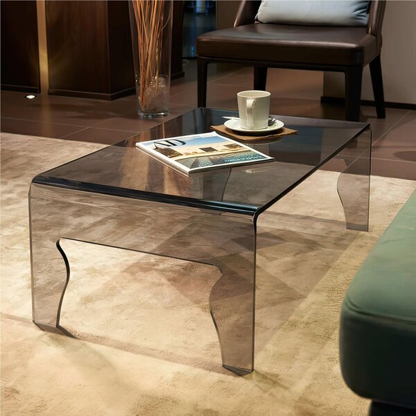 Tavolino basso da salotto in Cristallo acrilico Dimensioni 56x50h31 cm NAIF 4 spessore metacrilato 8 mm Portata max: 20 kg Fum� Grigio Trasparente