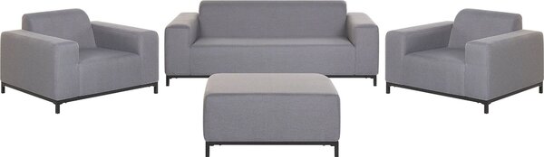 BELIANI set di divani grigio con gambe in alluminio imbottite nere divano poltrone tabuet 5 posti stile moderno
