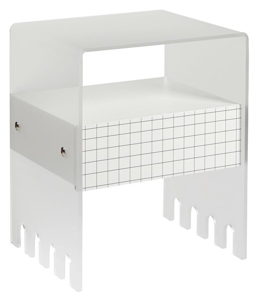 Comodino In metacrilato Satinato con cassetto TRIONFO 40x33xh49 cm - Particolari in ottone cassetto Bianco Polare