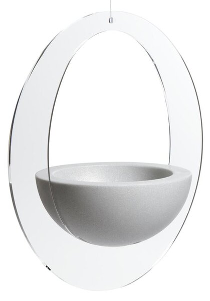 Fioriera con struttura ovale ERBAVOGLIO 52x40xh75 cm per il fissaggio sospesa a soffitto Vaso colore Bianco