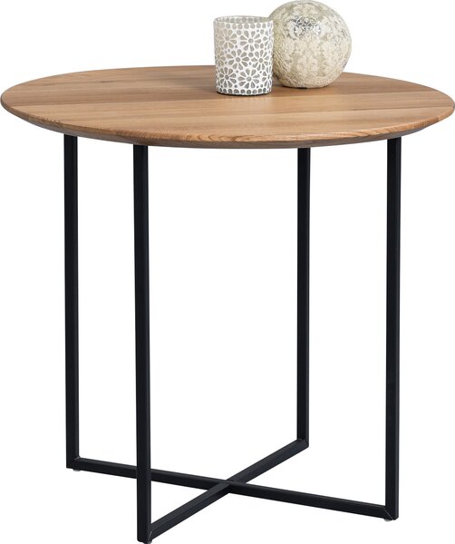 Tavolino Keno 2 in marrone - rovere selvatico, metallo - P=60cm, H=56cm