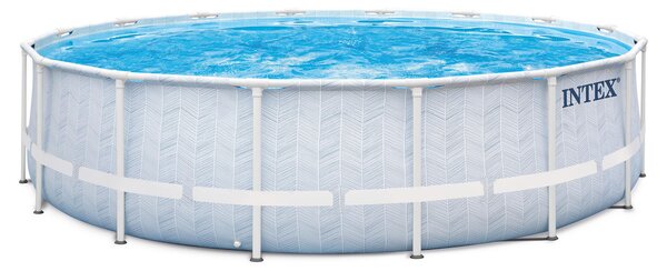 INTEX 26746GN - Set di piscine con telaio - Chevron (488x122cm) con pompa, scala e telo di copertura